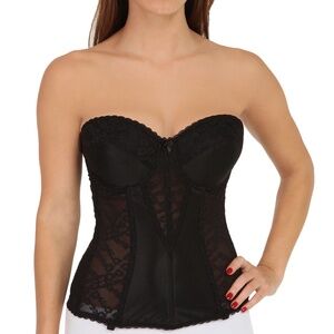 NEW Va Bien Strapless Lace Hourglass Bustier Longline Underwire Bra 523 Black